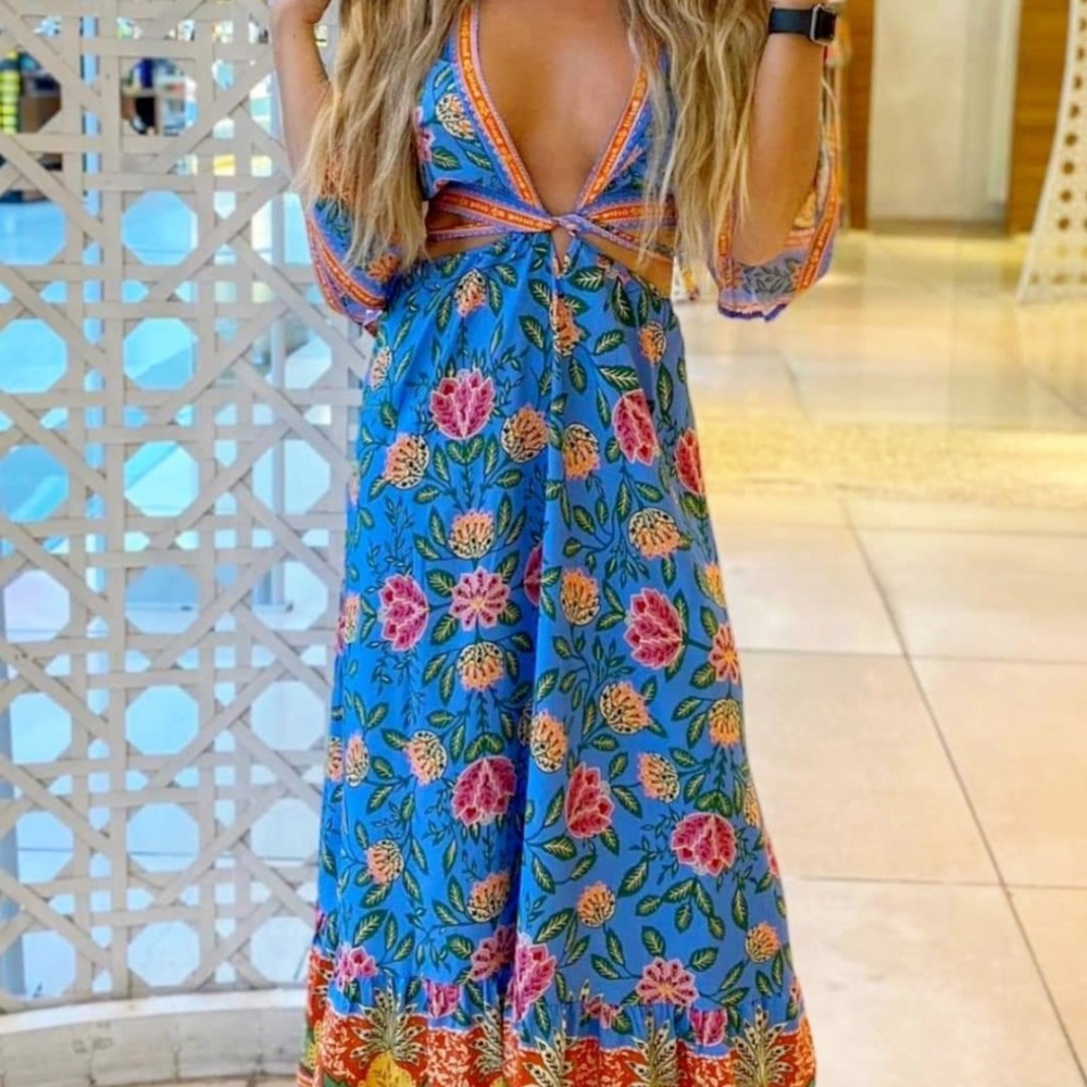 Pineapple Garden Caftan Maxi Dress Farm Rio M